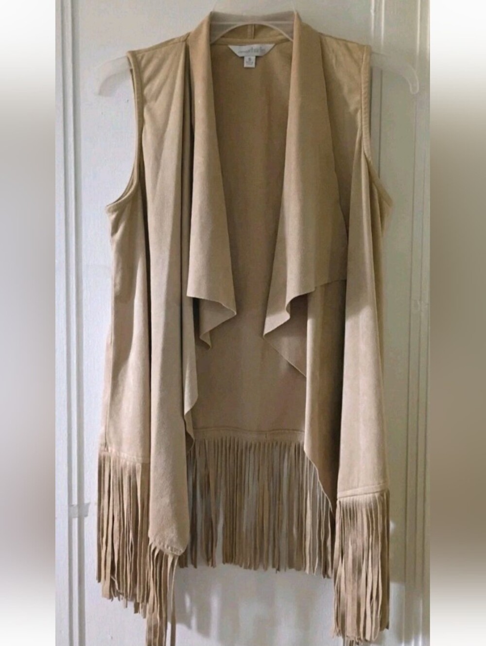 Charming Charlie Cream Sleeveless Draped Fringe Vest Summer Festival Bohemian